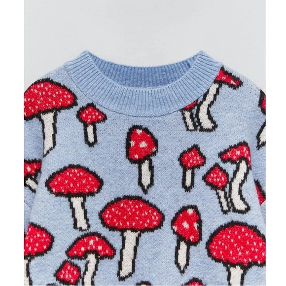 NWT Zara mushroom printed cropped sweater - Picture 3 of 3